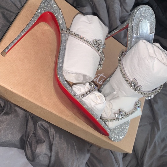 Christian Louboutin Silver Glitter “ Just Queen “ Heels - Picture 6 of 9